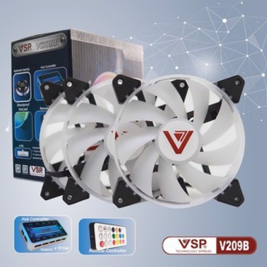 Bộ fan VSP V209C (KIT 5 fan led rgb + hub + remote)