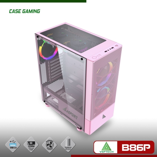 Case VSP Gaming Mặt lưới B86P- Hồng
