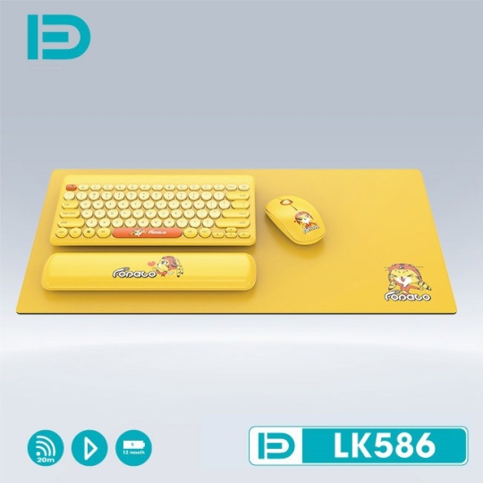 Combo phím + Chuột + PAD + Đêm tay LK586 YELLOW Wireless 2.4Ghz